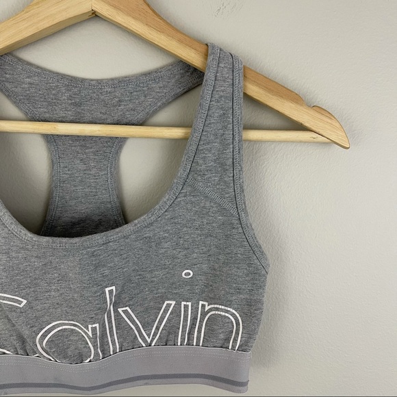 CALVIN KLEIN Grey White Performance Intimates Sports Bra - Picture 3 of 6